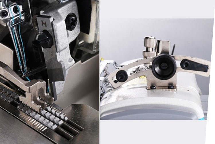 Overlock zapewniający równomierne przesuwanie materiałów.