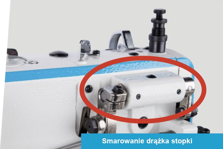 Stebnówka ze smarowaniem drążka stopki.