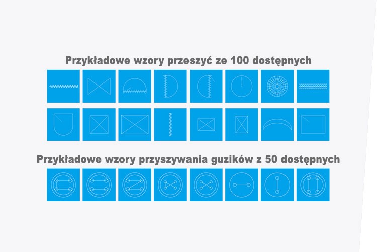 Ryglówka z wielema wzorami przeszyć i przyszywania guzików.