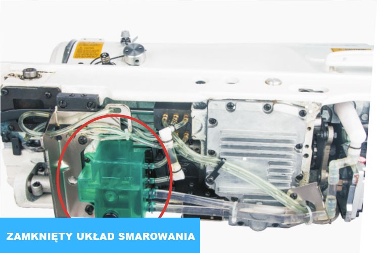 Maszyna zig-zag z zamkniętym układem smarowania.